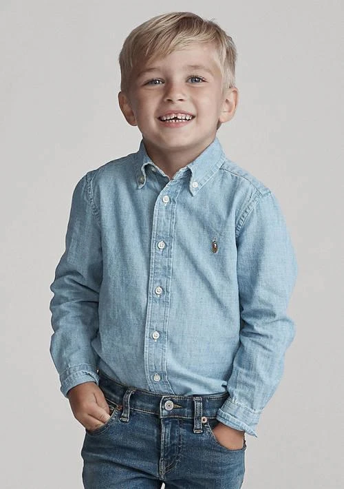 Ralph Lauren Boys 2-7 Indigo Cotton Chambray Shirt