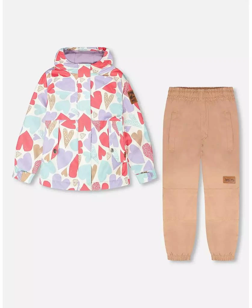 Deux par Deux Big Girls Two-Piece Mid-Season Outerwear Set White Heart Print
