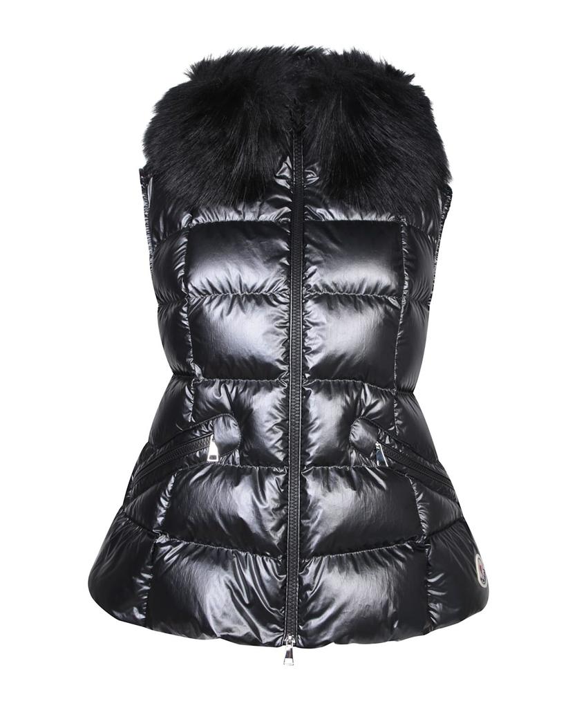 Moncler MONCLER JACKET, ANSE MODEL, METALLIC GREY. 
FITTED CUT. 
SLEEVELESS. 
HOOD WITH REMOVABLE FUR. 
ZIPPED FRONT CLOSURE. 
ZIPPED SIDE POCKETS.