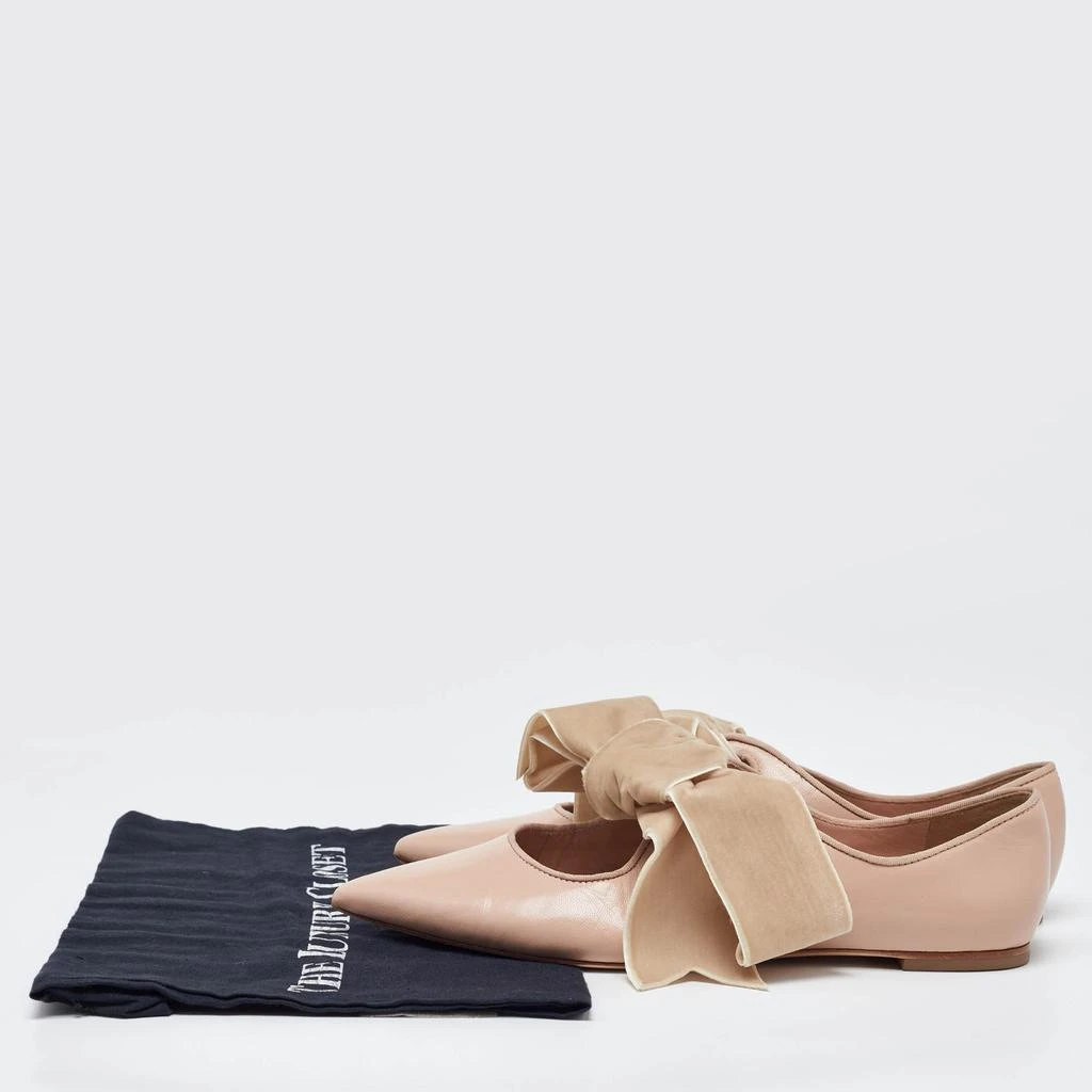 Tory Burch Tory Burch Pink/Beige Leather and Velvet Clara Pointed Toe Ballet Flats Size 39.5 9