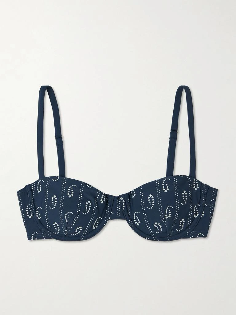 Tory Burch Underwired Printed Bikini Top - Navy