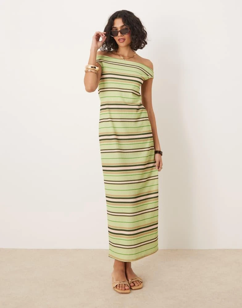 green satin slip dress midi Green Contrast Stripe Midi Dress – PinkBlush main image 0