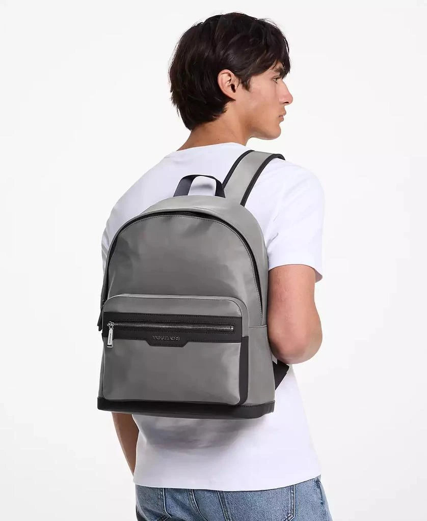 Michael Kors Brooklyn Metallic Silver Backpack Monogram MK embossed A1 Hudson Logo Embossed Metallic Backpack | Michael Kors [US] main image 3