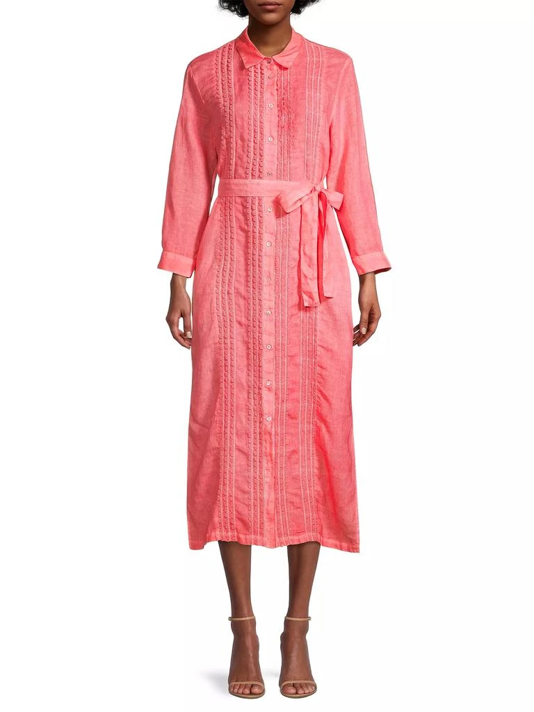 120% Lino Scallop-Trimmed Linen Midi-Shirtdress 3