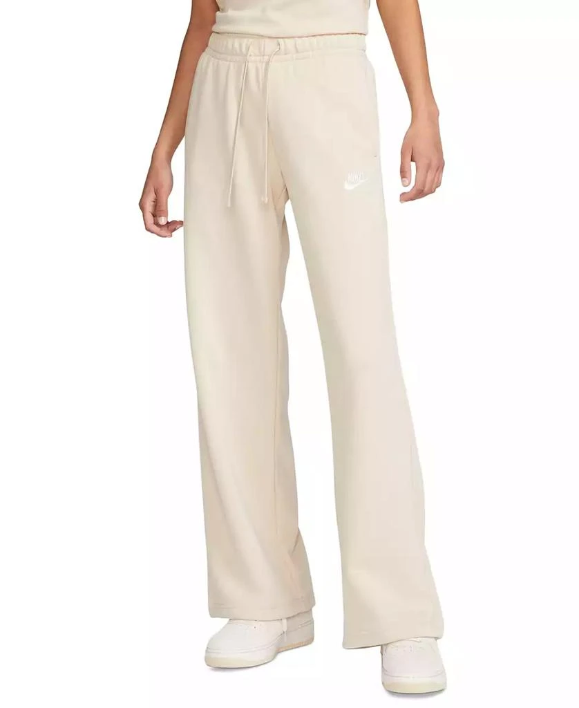 NIKE Women's Sportswear Club Fleece Mid-Rise Wide-Leg Sweatpants 1