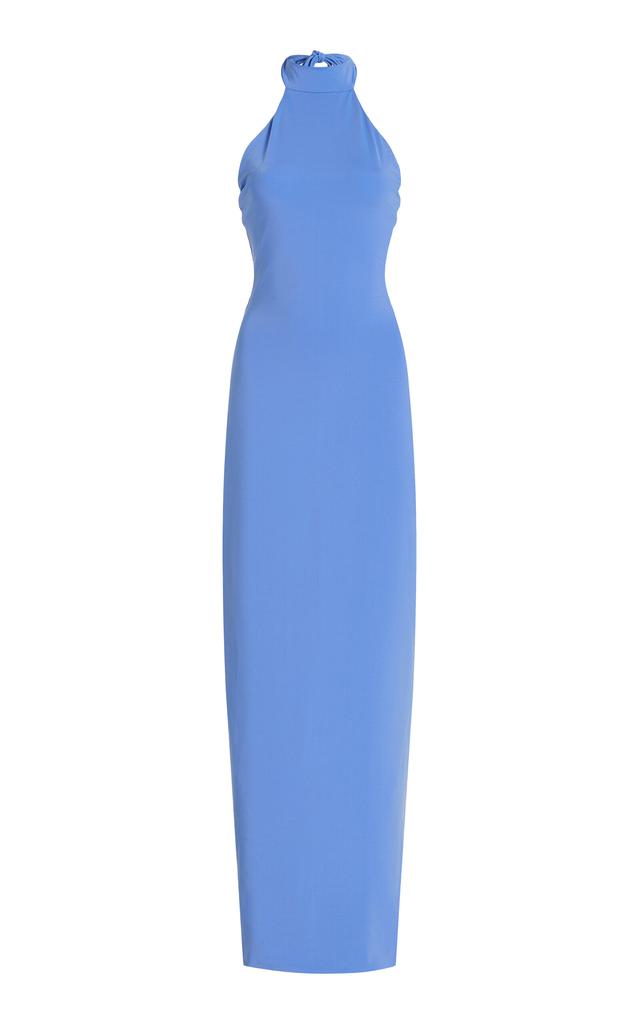 Maygel Coronel Maygel Coronel - Exclusive Lapiere High Neck Jersey Maxi Dress - Blue - OS - Moda Operandi