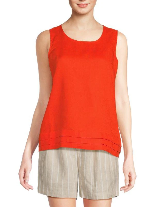 Saks Fifth Avenue Sleeveless 100% Linen Top 1