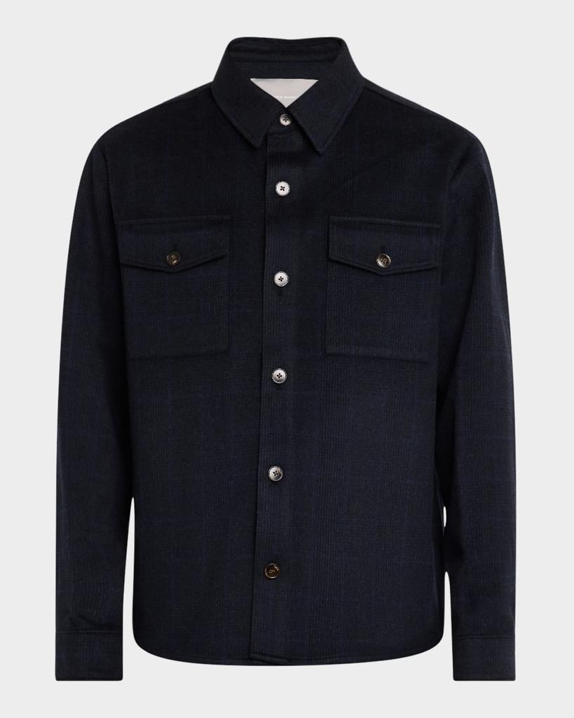 Neiman Marcus Men's Wool and Cashmere Prince Of Wales Overshirt