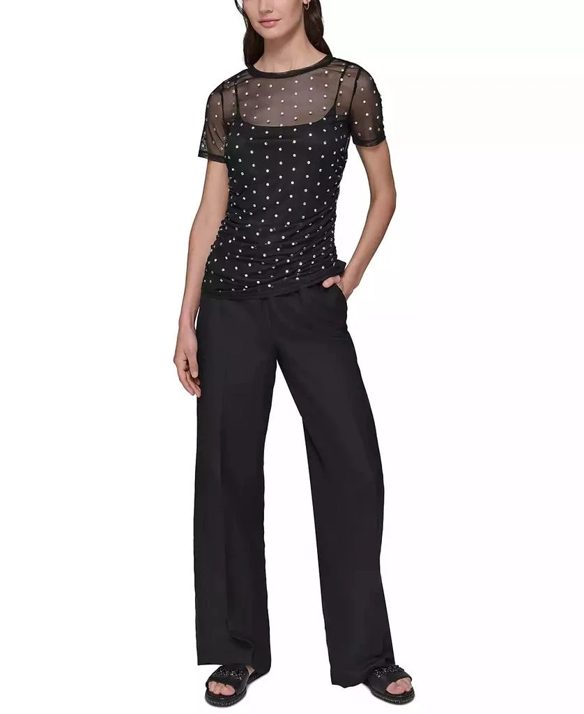 Karl Lagerfeld Paris Women's Embellished Mesh Crewneck Top 2