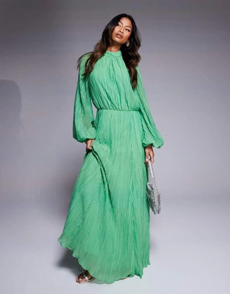 slim fit dress slacks Pleat Detail Blouson Dress-Rich Emerald main image 0