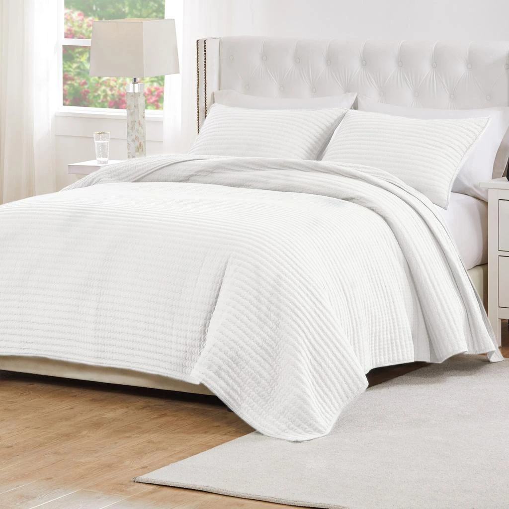 BreeBe Vineyard Pure White Quilt Set 3-Piece King/Cal King 2