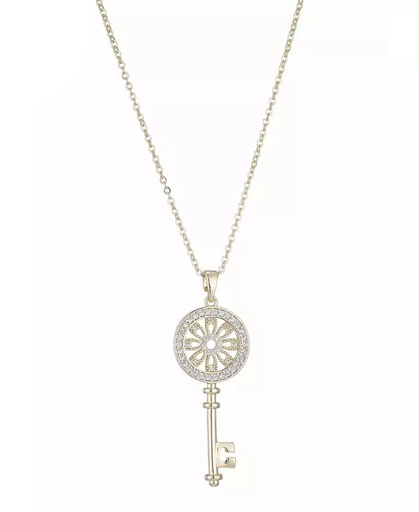 ADORNIA Gold Ornate Key Pendant Necklace