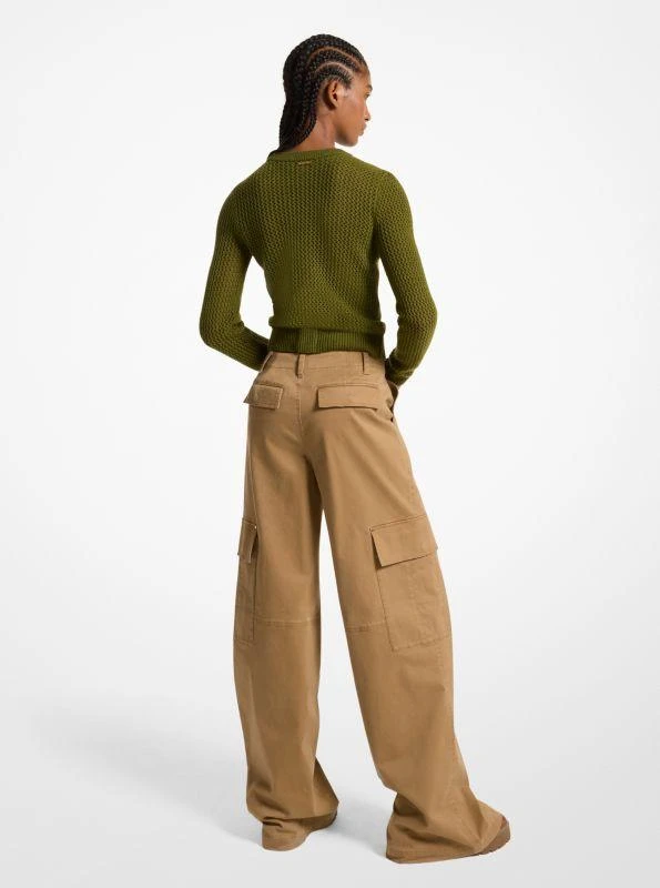 Michael Kors Stretch Organic Cotton Wide-Leg Cargo Pants 2