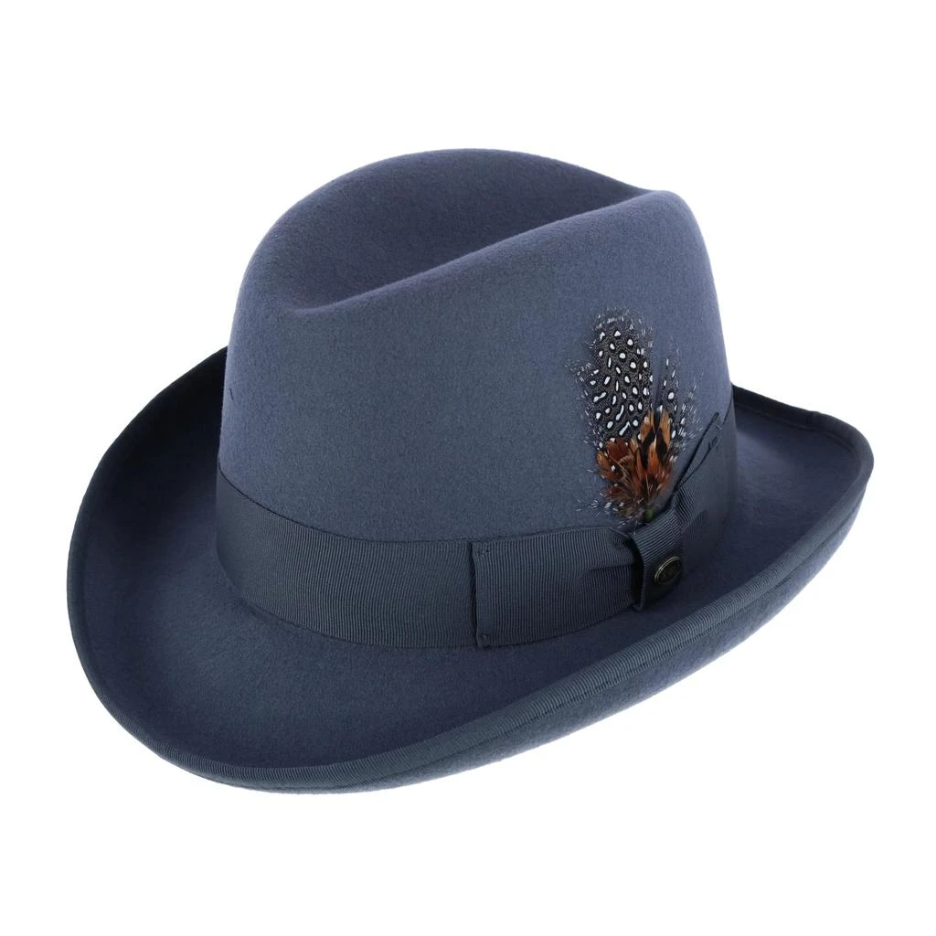 Epoch Hats Company Men's Wool Felt Homburg Godfather Hat with Feather 6