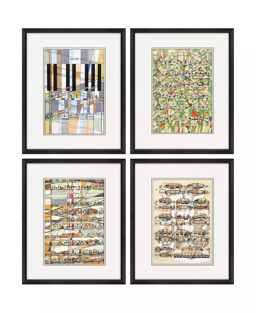 Paragon Picture Gallery Geometry of Music Framed Art, Set of 4 1