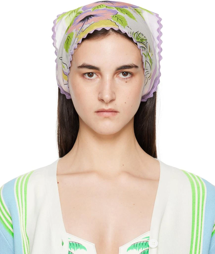 Anna Sui Purple & White Florida Silk Voile Headscarf 1