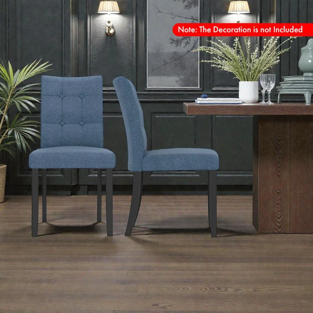 Hivvago Set of 2 Upholstered Dining Chairs Featuring Tufted Design and Wooden Legs 2