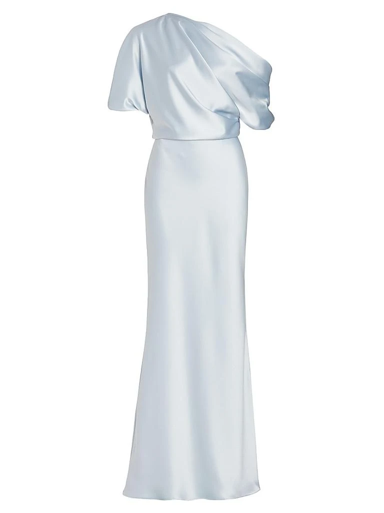 Amsale Satin One-Shoulder Gown 1