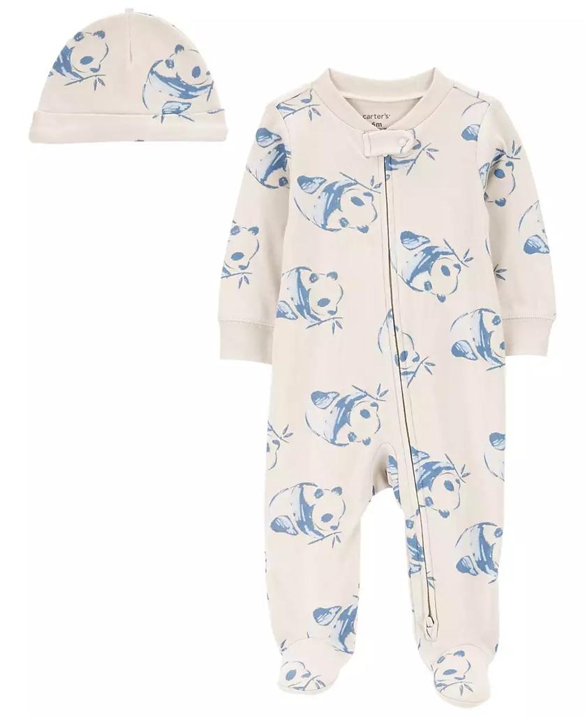 Carter's Baby Boys or Baby Girls Panda Sleep and Play and Cap, 2 Piece Set