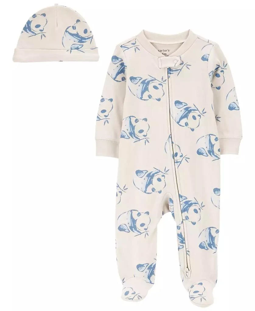 Carter's Baby Boys or Baby Girls Panda Sleep and Play and Cap, 2 Piece Set 1