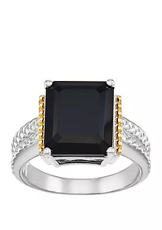 Belk & Co. Co. Onyx Ring In Sterling Silver 14K Yellow Gold