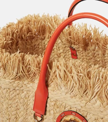 Versace La Medusa leather-trimmed straw tote bag 3