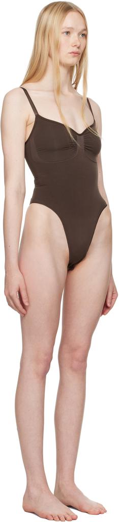 SKIMS Brown Seamless Sculpt Thong Bodysuit