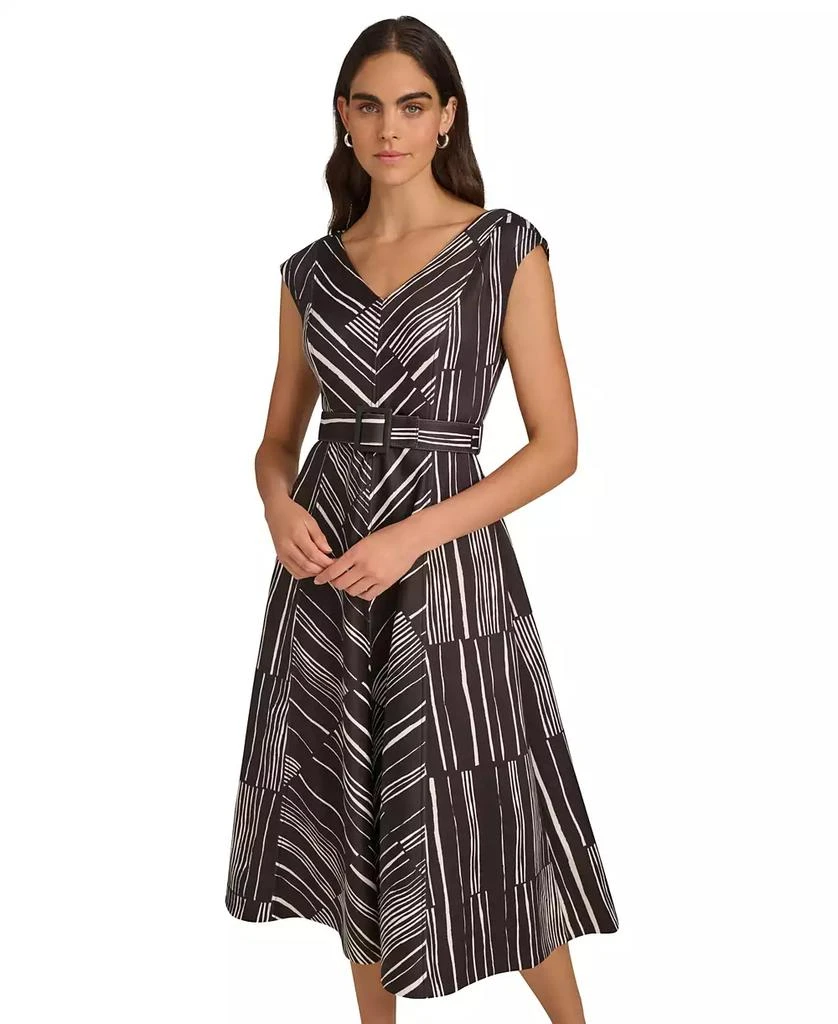 knee length dresses for ladies Calvin Klein Belted Faux Suede Midi A Line Dress – thefrumshopper