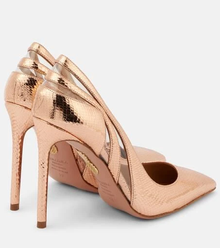 Aquazzura Talk To Me 105 metallic leather pumps 3