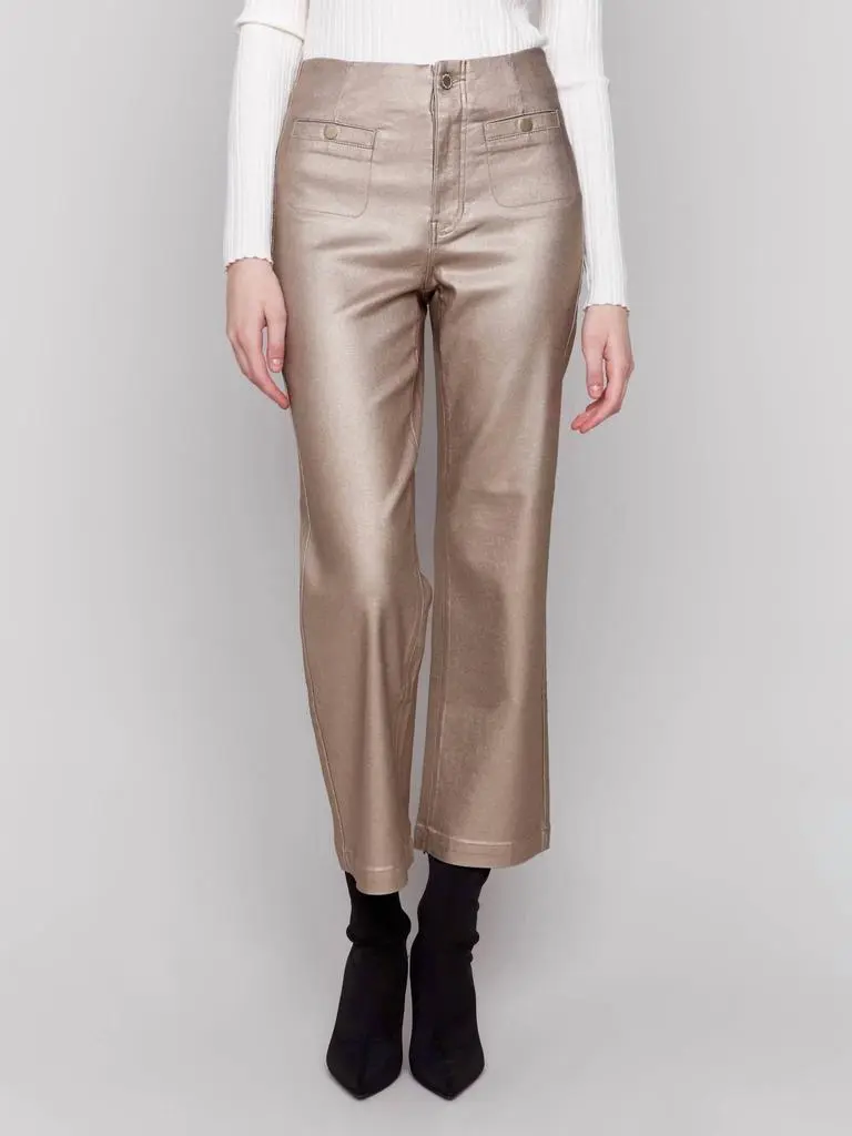 CHARLIE B Charlie B - Women's Metallic Wax Crop Pant