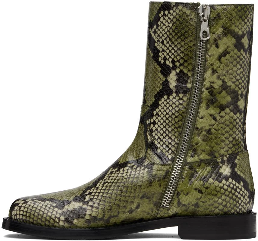 Dries Van Noten Green Snake-Embossed Leather Boots 3
