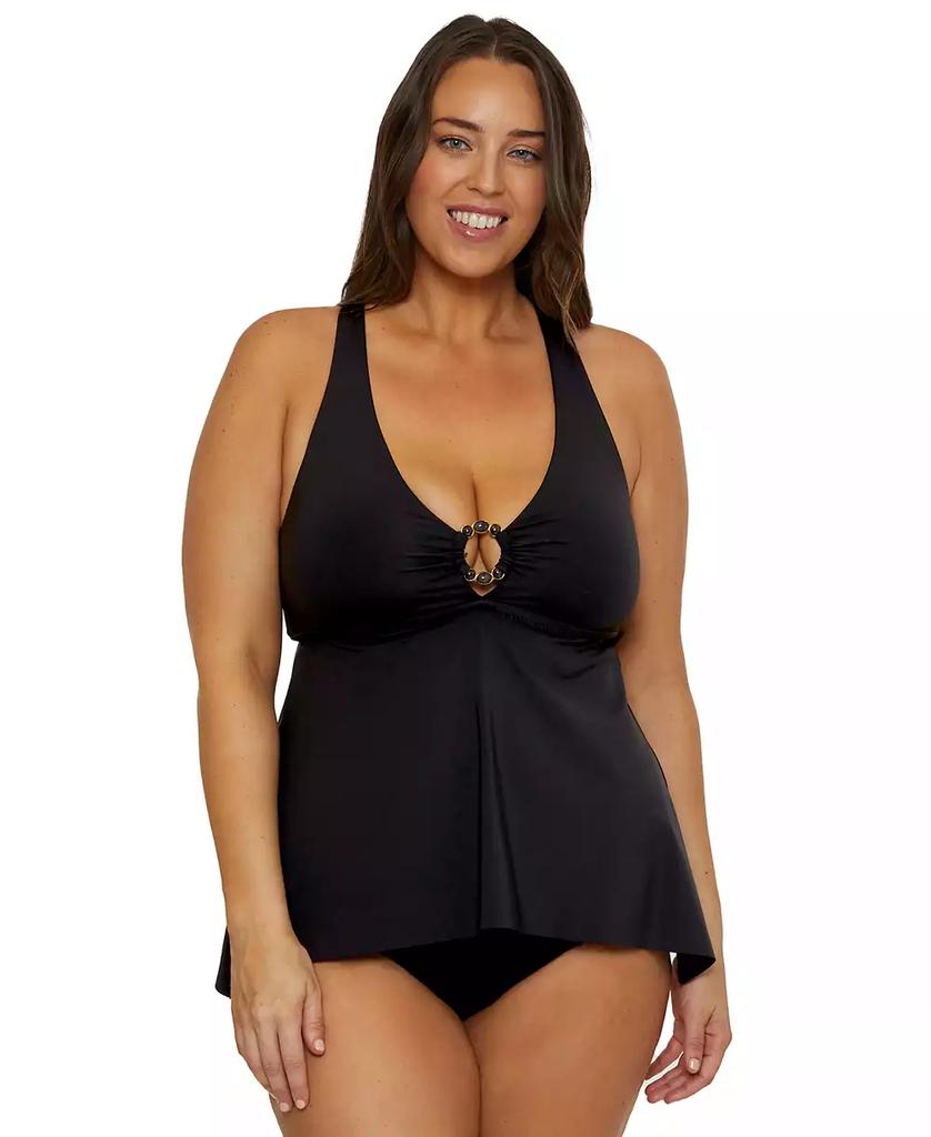 Becca Plus Size Marble Canyon High Waist Bikini Bottoms