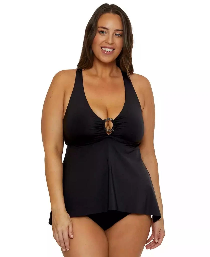 Becca Plus Size Marble Canyon High Waist Bikini Bottoms 1