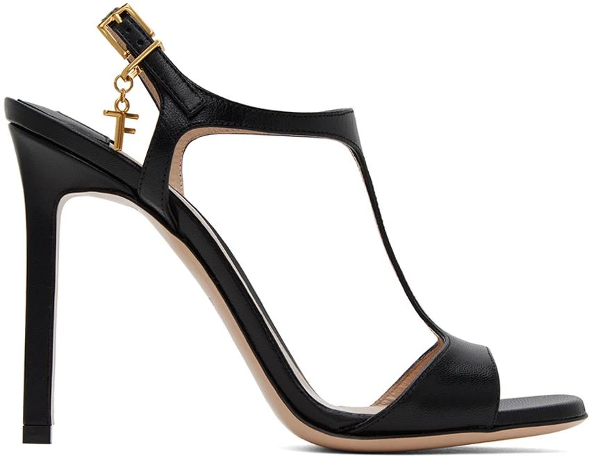 Tom Ford Black T-Strap Heeled Sandals 1