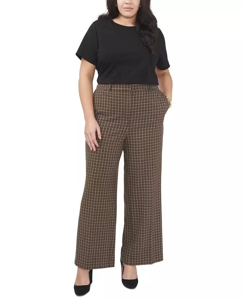 Vince Camuto Plus Size Plaid High Rise Wide-Leg Pants 3