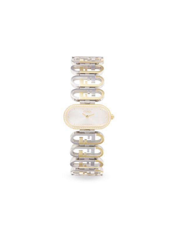 【FENDI】O'Lock Diamond Watch ツートーンブレスレット Fendi O'lock Two Tone Stainless Steel & 0.18 TCW Diamond