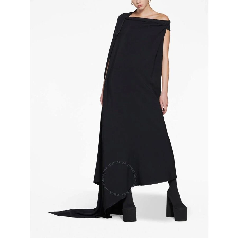 Balenciaga Ladies Black Draped Asymmetric Dress 1