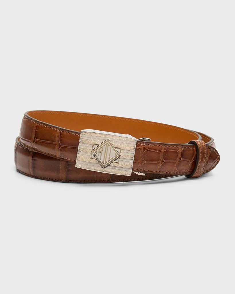 Ralph Lauren Men's Monogram-Buckle Alligator Belt 1