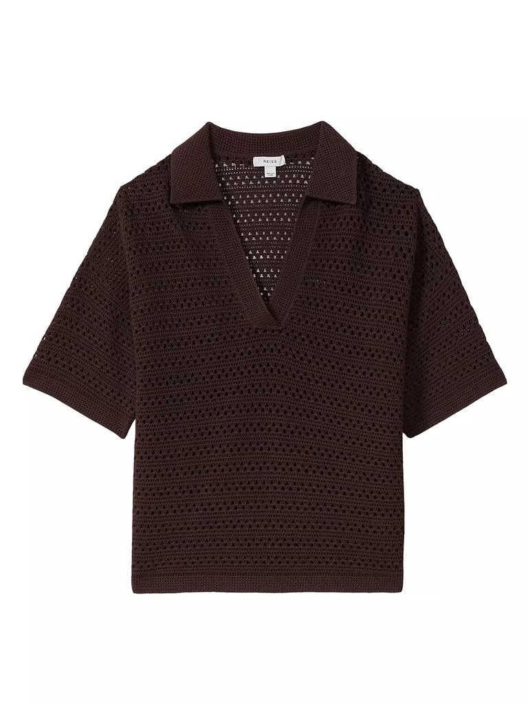REISS Carla Crochet Polo Top 1