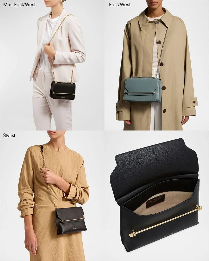 Strathberry East-West Flap Leather Chain Shoulder Bag 6
