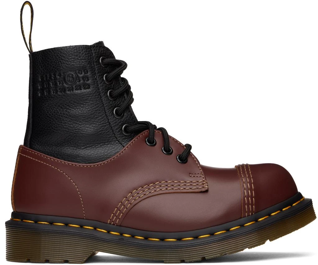 MM6 Burgundy & Black Dr. Martens Edition 1460 Twist ST Boots 1