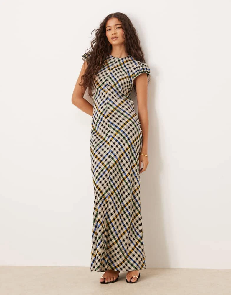 ASOS ASOS DESIGN cap sleeve maxi dress in black check - Dresses & Skirts -  BeyondStyle