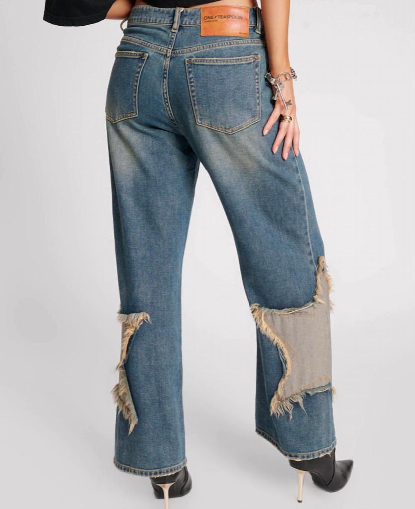 One Teaspoon One Teaspoon - Memphis Star Jackson Mid Waist Wide Leg Jeans