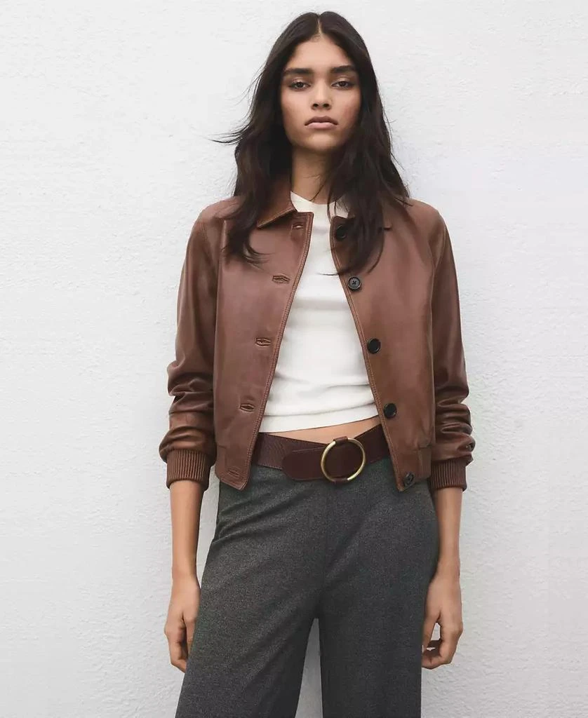 Mango Women
s Elastic Waist Straight-Fit Pants 5