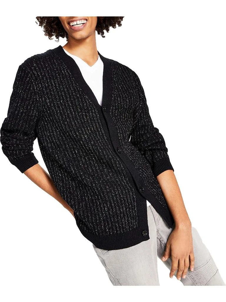 INC International Mens Metallic V-Neck Cardigan Sweater 2