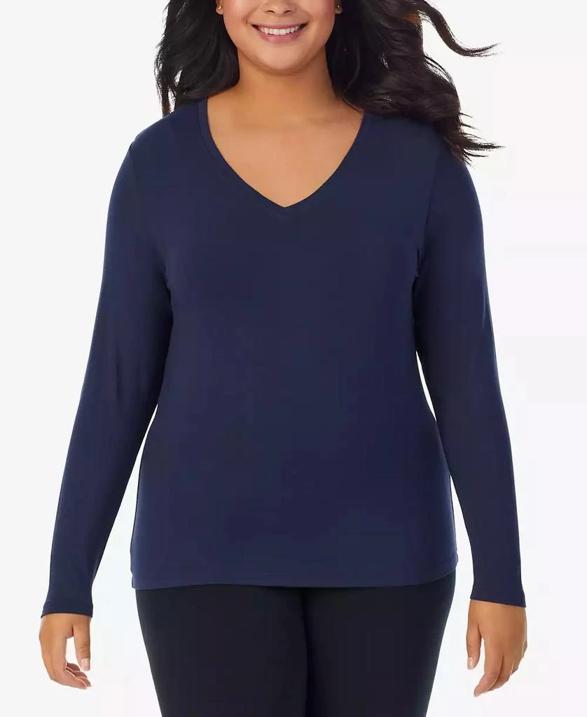 Cuddl Duds Plus Size Softwear Long-Sleeve V-Neck Top 1