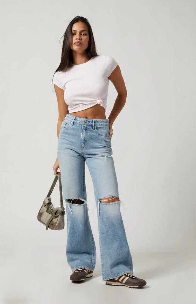 PacSun Light Indigo Ripped High Waisted Girlfriend Jeans 1