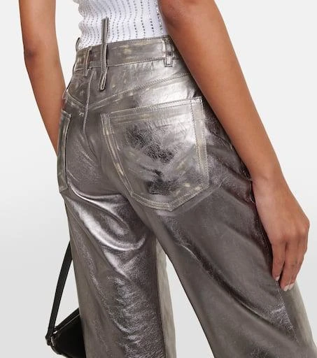 The Attico Metallic leather straight pants 6