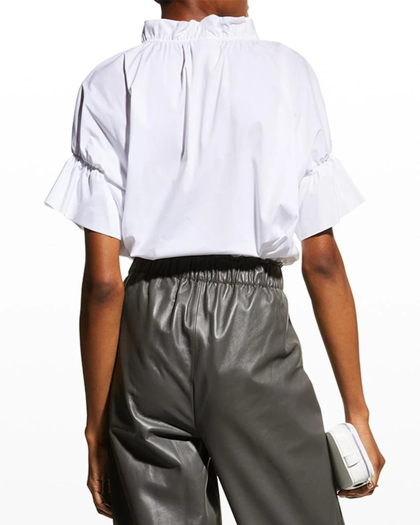 Finley Crosby Flounce Neck & Sleeve Silky Poplin Shirt 3