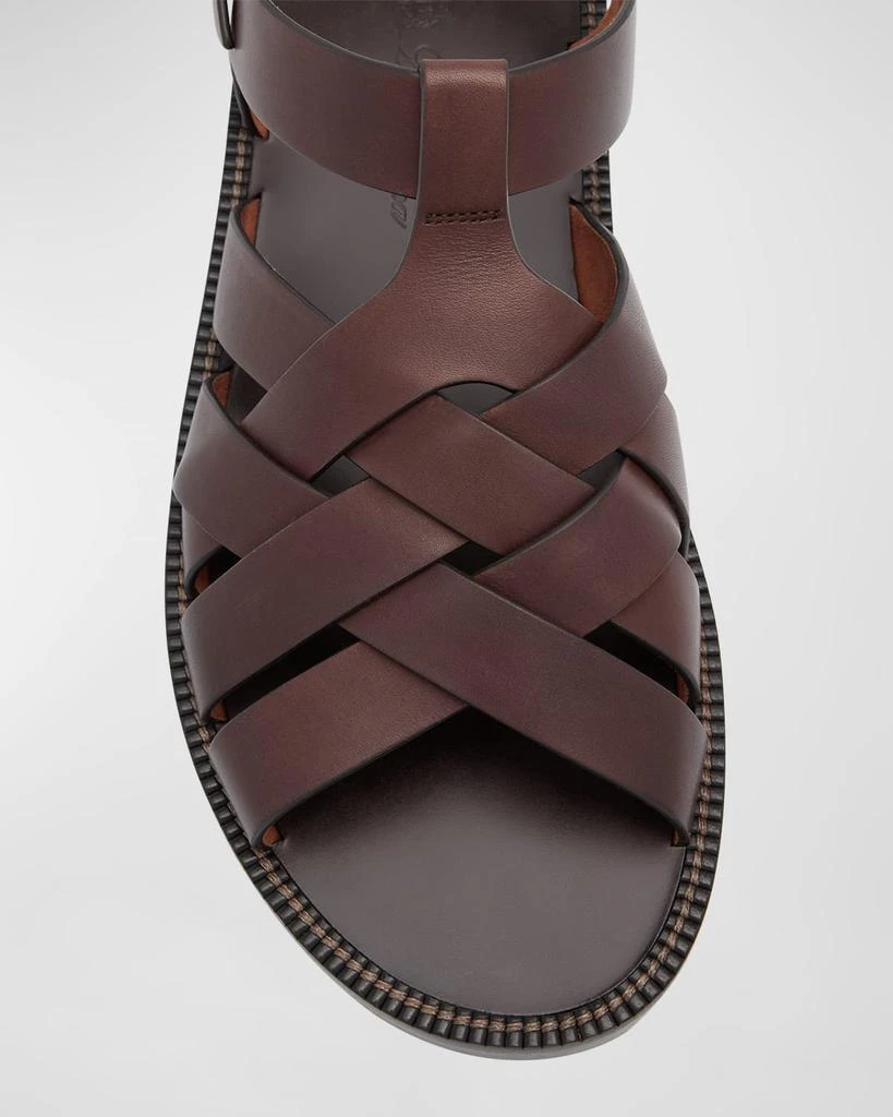 Loro Piana Men's Kumihimo Leather Sandals 4